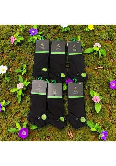 Adg Socks Erkek Kısa Dikişsiz Bambu Çorap 6'lı Ve 12'li Siyah