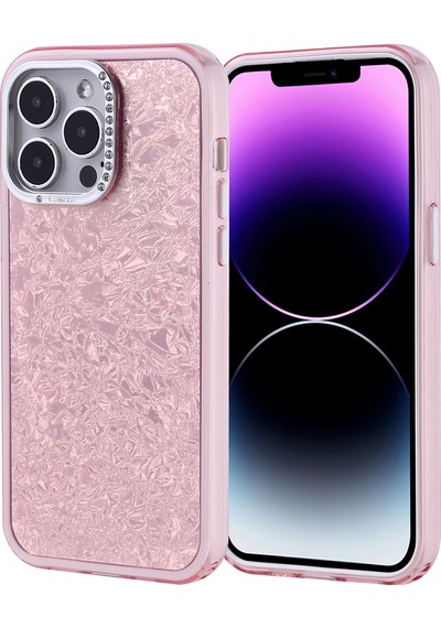 Apple Uyumlu iPhone 14 Pro Max Kılıf Taşlı Tasarımlı Zore Kapi Kapak Pembe