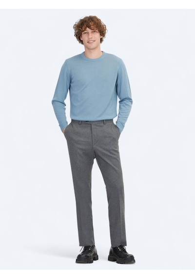 Gri Düz Dokuma Fitted Fit Klasik Pantolon Gri