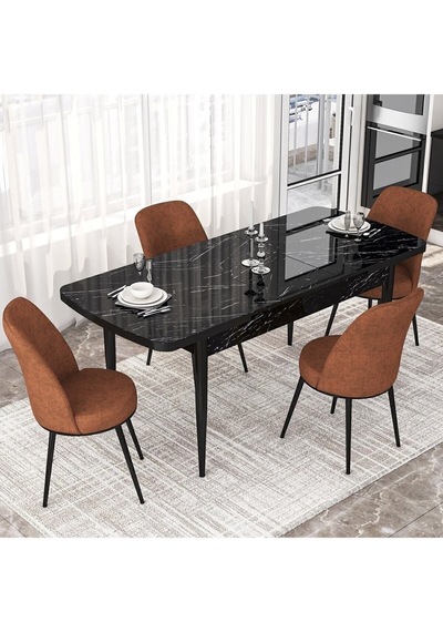 Canisa Concept Kor Serisi 70x114 Açılabilir Mutfak Masası Takımı Siyah Mermer Desen Masa 4 Kiremit Sandalye Masa Siyah Mermer Sandalyeler Kiremit Canisa Concept Kor Serisi 70x114 Açılabilir Mutfak Masası Takımı Siyah Mermer Desen Masa 4 Kiremit Sandalye Masa Siyah Mermer Sandalyeler Kiremit
