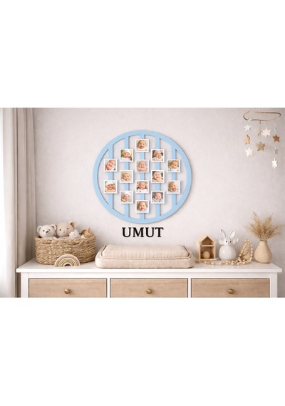 Yuvarlak 14lu Resim Çerçevesi Kişiye Özel 50 Cm No 7
