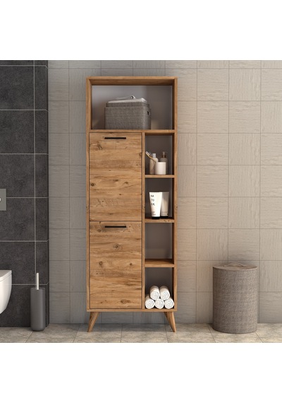 Suna İki Kapaklı 9 Raflı Banyo Dolabı Çam - Bdl0402 Çam