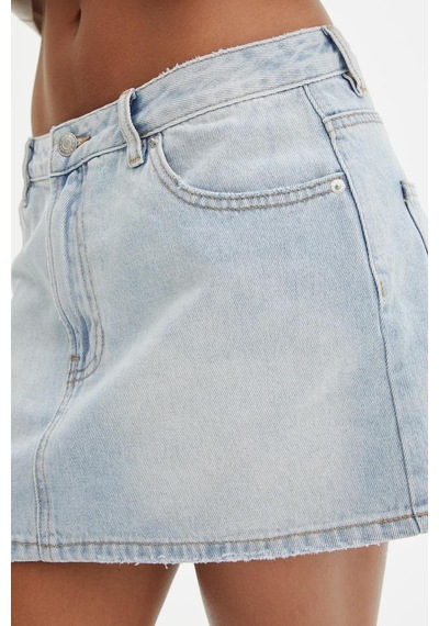 Madmext Buz Mavi Mini Jean Etek Mg2099 Buz Mavi