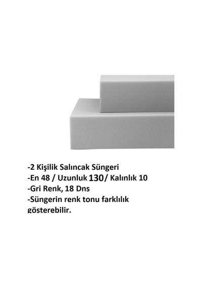 Sünger Takımı 130x48x10 CM 2 Kişilik Salıncak Minderleri İçin Uygun Sünger (18dns)