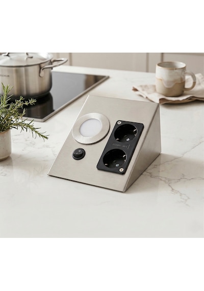 Cata Ct 5109 Krom Kasa 5w Çift Prizli Tezgah Aydınlatma Gün Işığı 3200k