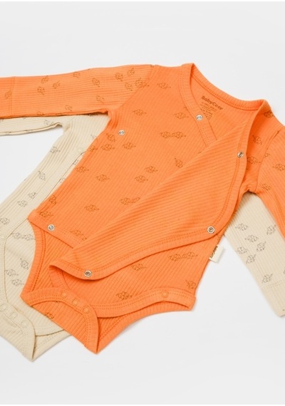 BabyCosy Organik Modal Fil Baskılı 2 Li Kruvaze Uzun Kollu Badi 001