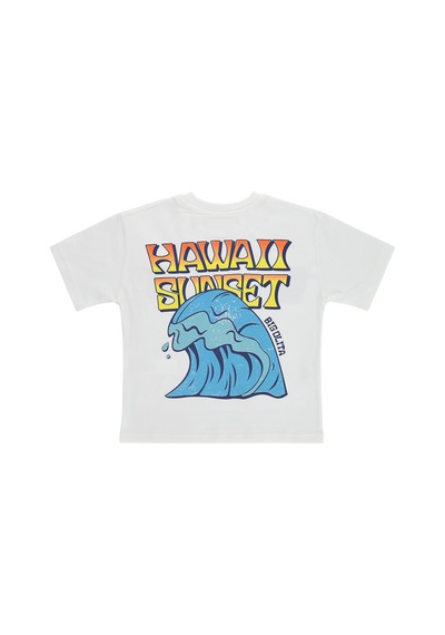 Civil Boys Hawaii Sunset Baskılı 6-9 Yaş Tişört - Kırık Beyaz