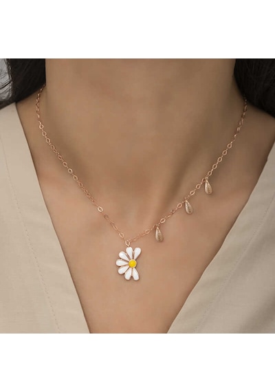 Stillove Gümüş Rose Papatya Seviyor Sevmiyor Kadın Kolye