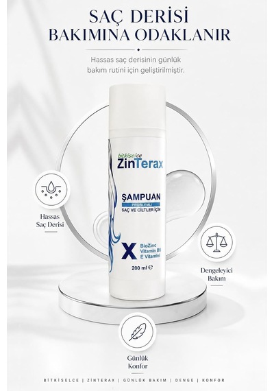 Zinterax Vitaminb5 Şampuan Kepek, Pullanma-onarıcı Bakım Kompleksi Hassas Saç Derisi 200 Ml