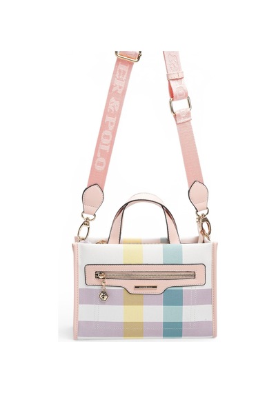 Silver & Polo Silver Polo Lila - Pembe Ekose Kadın El Çantası Sp1271