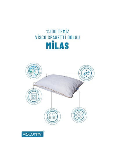 Milas %100 Temiz Spagetti Visco Dolgu Yastık 50x70 Cm