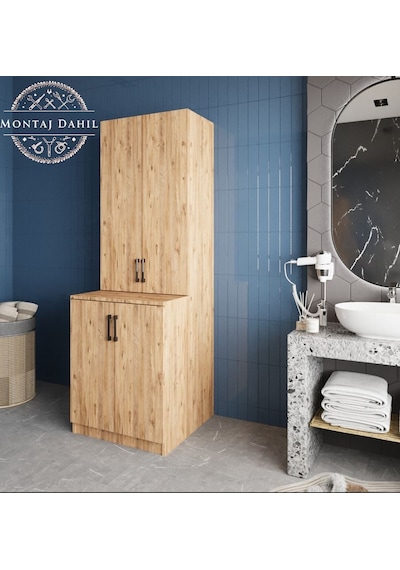 Aspen Çamaşır Ve Kurutma Makinesi Dolabı Banyo Dolabı Çam Çam