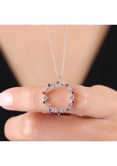 Mia Vento Pırlanta Montür Ametist Büyüsü Rose Renk Gümüş İkili Set