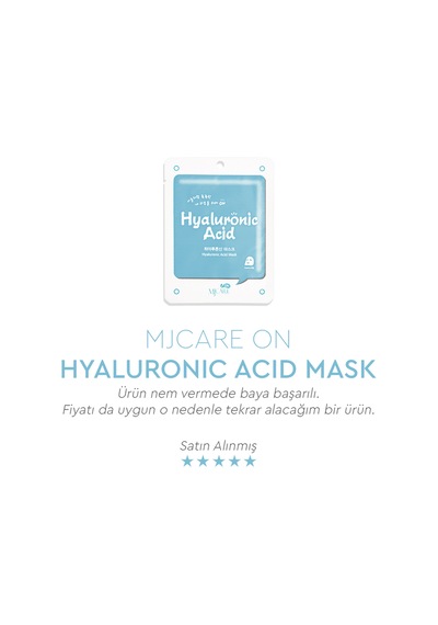 Mjcare On Hyaluronic Acid Mask - Hyalüronik Asit Özlü Yüz Maskesi 20'li