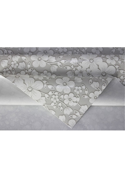 Astarlı Silinebilir Pvc Muşamba Masa Örtüsü Gri Yonca - 158-b1 001