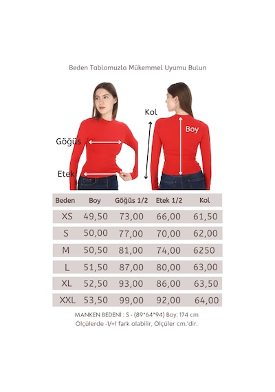 Penyebizden Likralı Pamuk Crop Tişört- Slim Fit-kırmızı