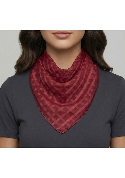 Jz Shop Kadın Kare Fular Eşarp - Ince Dokulu Modern Ekose 50 50 CM Bordo