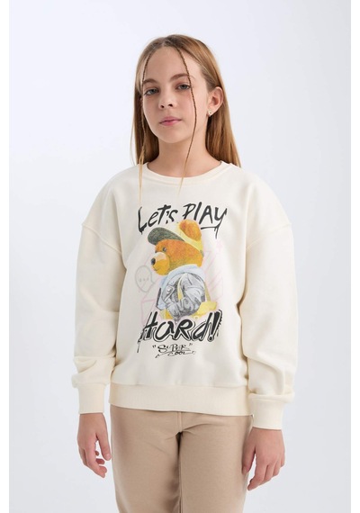 DeFacto Kız Çocuk Oversize Geniş Kalıp Bisiklet Yaka Ayıcık Baskılı Sweatshirt D0607A824AUER99 DeFacto Kız Çocuk Oversize Geniş Kalıp Bisiklet Yaka Ayıcık Baskılı Sweatshirt D0607A824AUER99