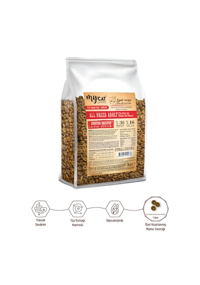 Mycat Original Az Tahıllı Kuzu Etli Yetişkin Kedi Maması 1 KG