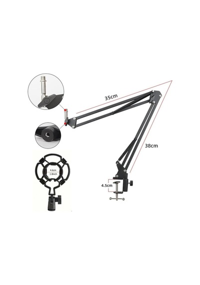 Metal Akrobat Mikrofon Standı Shock Mount Titreşim Önleyici Yayıncı Sehpa Çift Kollu Stand