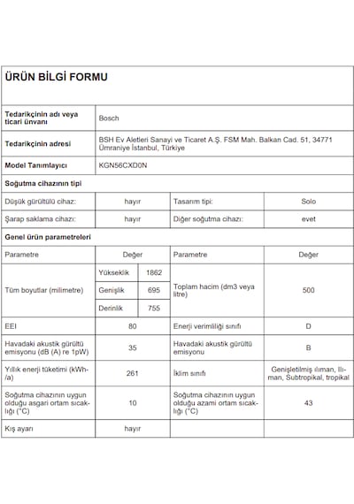 Bosch KGN56CXD0N 500 L Alttan Donduruculu Buzdolabı