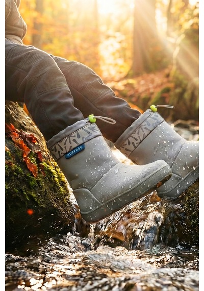 Hopfrög Rain Boots Süper Mat Havalı Gri Suya Ve Soğuğa Dayanıklı Barefoot Çocuk Botu Gri