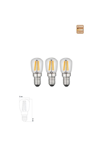 Heka Led Rustik Ampul E14 C7 Ampul 2w 2700k Gün Işığı 3'lü Erd-69