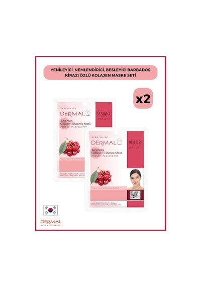 Dermal Barbados Kirazı Özlü Kolajen Maskesi 2 x 23 G