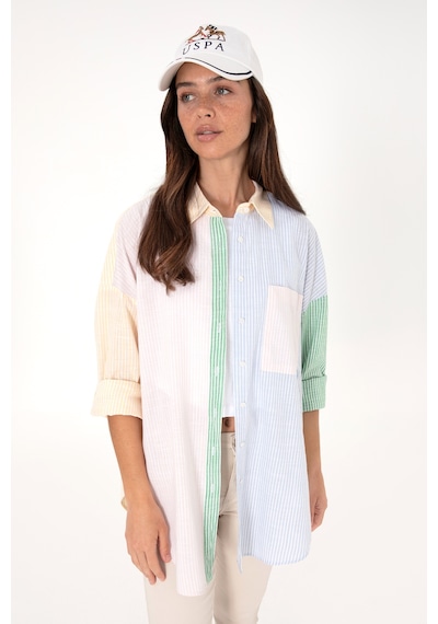U.S. Polo Assn. Kadın Açık Pembe Çizgili Uzun Kollu Tunik Gömlek 50305371-VR078 U.S. Polo Assn. Kadın Açık Pembe Çizgili Uzun Kollu Tunik Gömlek 50305371-VR078