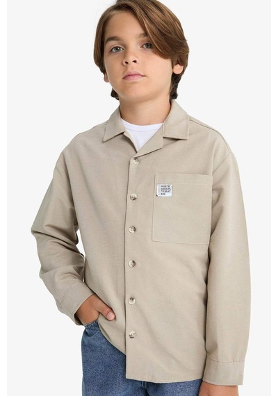 Defacto Erkek Çocuk Oversize Geniş Kalıp Polo Yaka Uzun Kollu Gömlek G2363a825aubg773 Bej Defacto Erkek Çocuk Oversize Geniş Kalıp Polo Yaka Uzun Kollu Gömlek G2363a825aubg773 Bej