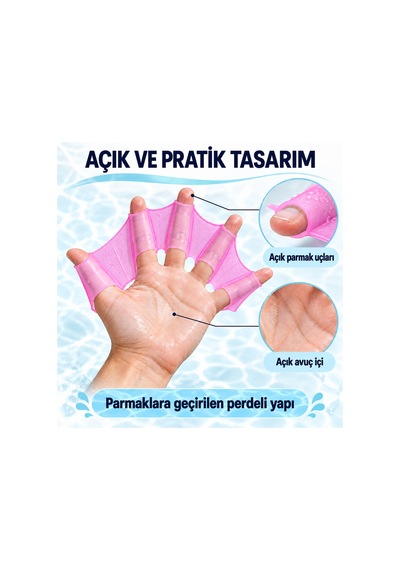 Silikon Yüzme El Paleti Parmak Arası Perdeli Su Egzersizi Eldiveni Pembe-s Pembe-s