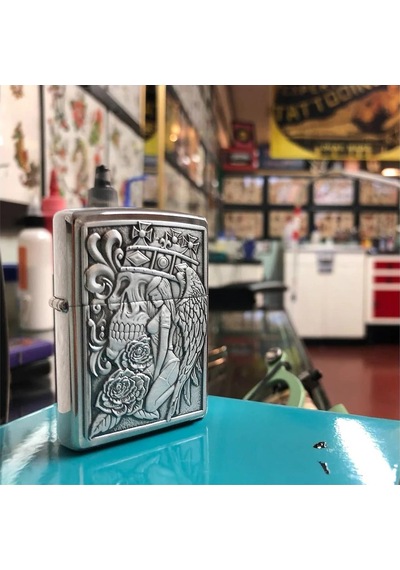 Zippo Çakmak 49442 Skull And Angel Emblem Design