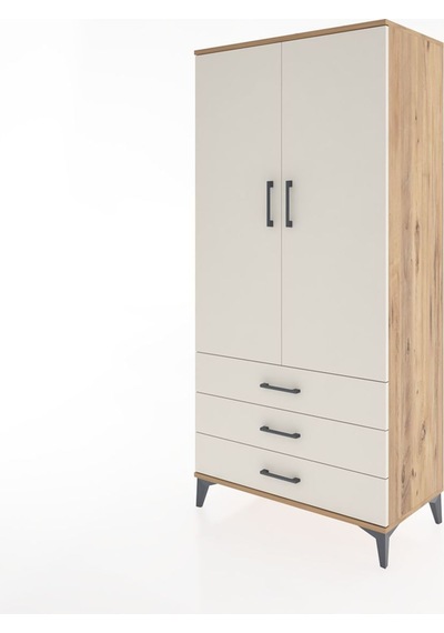 Hyperion Dolap Tek Raflı 3 Çekmeceli Tek Askılı 88x44x182 Çam-aytaşı Atlas Çam