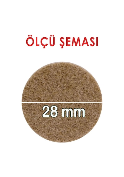 Yapışkanlı Yuvarlak Keçe Masa Sandalye Parke Zemin Ayak Koruyucu Kaydırmaz Keçesi 28 Mm 28'li Paket Kahverengi