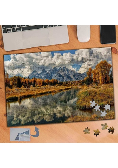 Sararmış Ağaç Ve Göl Manzarası 240 Parça Puzzle Yapboz Tablo-218
