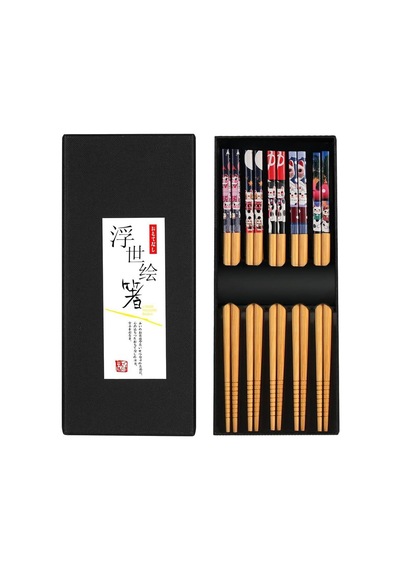 Valkyrie 5 Çift Japon Tarzı Ahşap Yemek Çubuğu Seti Kaymaz Uçlu Kedi Desenli Kutulu Chopstik Seti