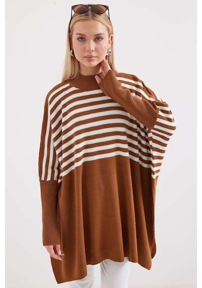 Hiccup Bdart Oversize Akrilik Bisiklet Yaka Kazak Mocha Kahvesi