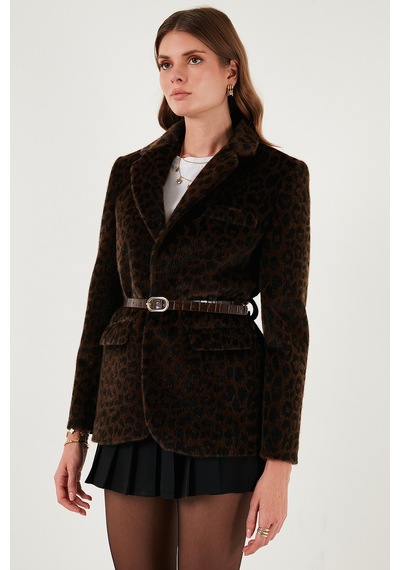 Lela Leopar Desenli Regular Fit Kemer Detaylı Peluş Dokulu Blazer Bayan Ceket 6839614 Kahve Lela Leopar Desenli Regular Fit Kemer Detaylı Peluş Dokulu Blazer Bayan Ceket 6839614 Kahve