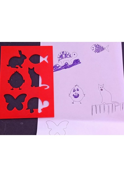 3d Baskı Hayvan Figürleri Çizim Şablonu - Çoklu Desen Kalıbı - Kırmızı