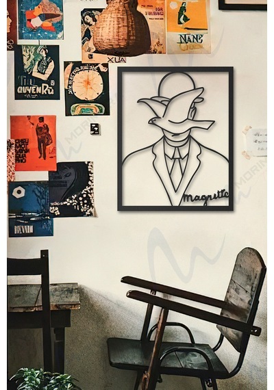 Man In A Bowler Hat - Rene Magritte Metal Duvar Tablosu - Siyah