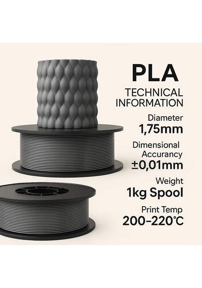 Filetto Pla+ Filament 1.75mm 1 Kg - Gri