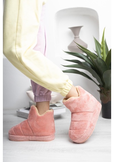 N Moda Kadın Panduf Ev Botu Ev Ayakkabısı Kalın Hafif Taban Pembe