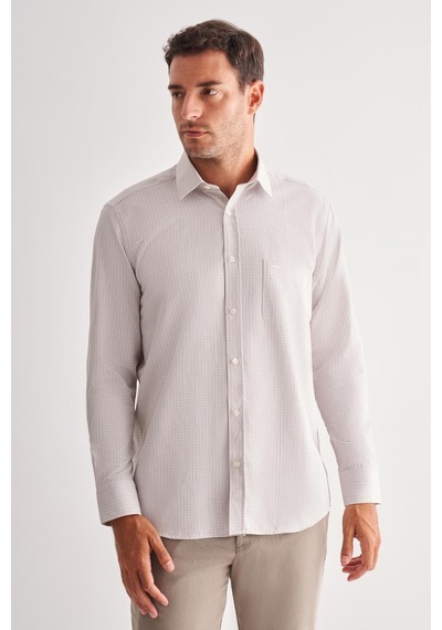 İmza Bej Sert Yaka Uzun Kol Cepli Comfort Fit Classic Gömlek 1004255163 Bej