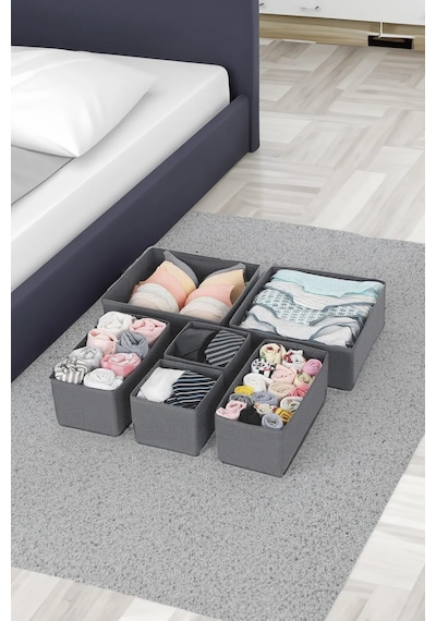 Keçe 8'li Çekmece İçi Düzenleyici Organizer Set Gri