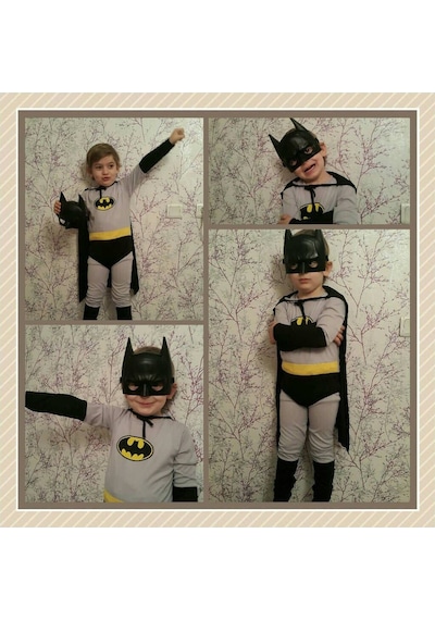 Batman Gri Çocuk Kostümü Pelerinli Yarasa Adam Doğum Günü Kıyafet