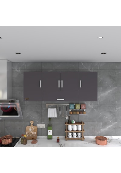 Kenzlife hazır mutfak acus32 gri 060*150*32 mutfak banyo dolabı kapaklı raflı