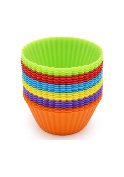 12 Adet Silikon Tekrar Kullanılabilir Muffin, Kek, Cupcake Kalıbı Kalıpları Çok Renkli