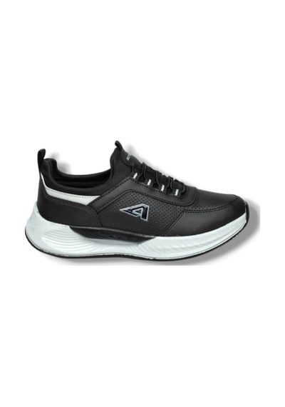 Acropol 137-26 Deri Anatomik Erkek Sneaker Siyah Gümüş Siyah