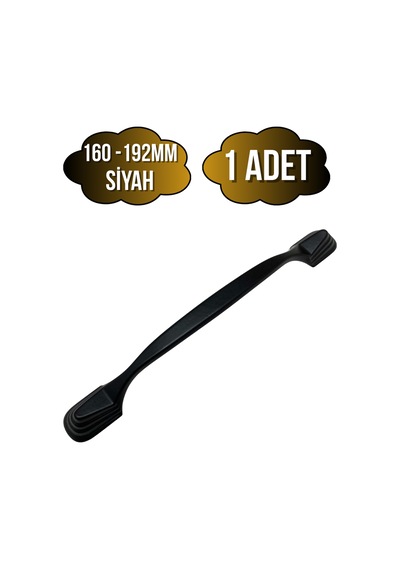 Eymen Lüx Siyah Metal Dolap Kulpu Mobilya Ve Mutfak Dolap Kulpu Siyah 160-192mm 1 Adet Siyah