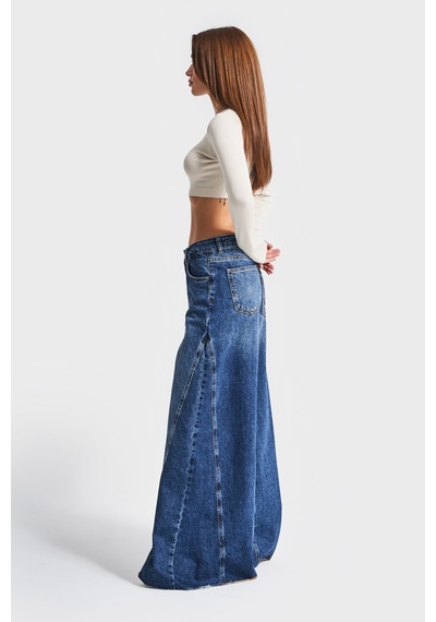 Itsbasic Kadın Koyu Mavi Renk 2w47 Süper Palazzo Fit %100 Koton Jean Itsbasic Kadın Koyu Mavi Renk 2w47 Süper Palazzo Fit %100 Koton Jean